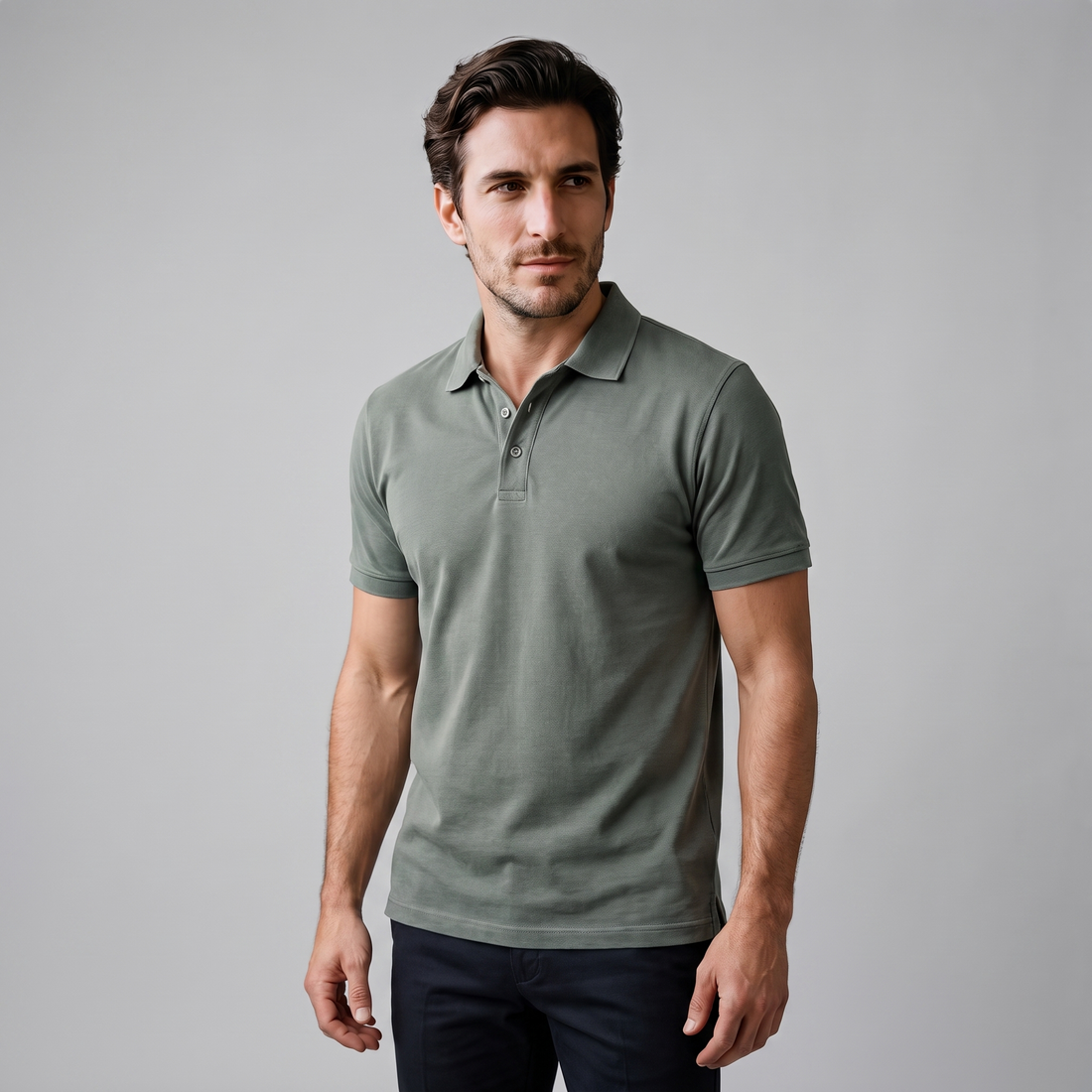 Men's Short Sleeve Polo Shirt with Structured Collar