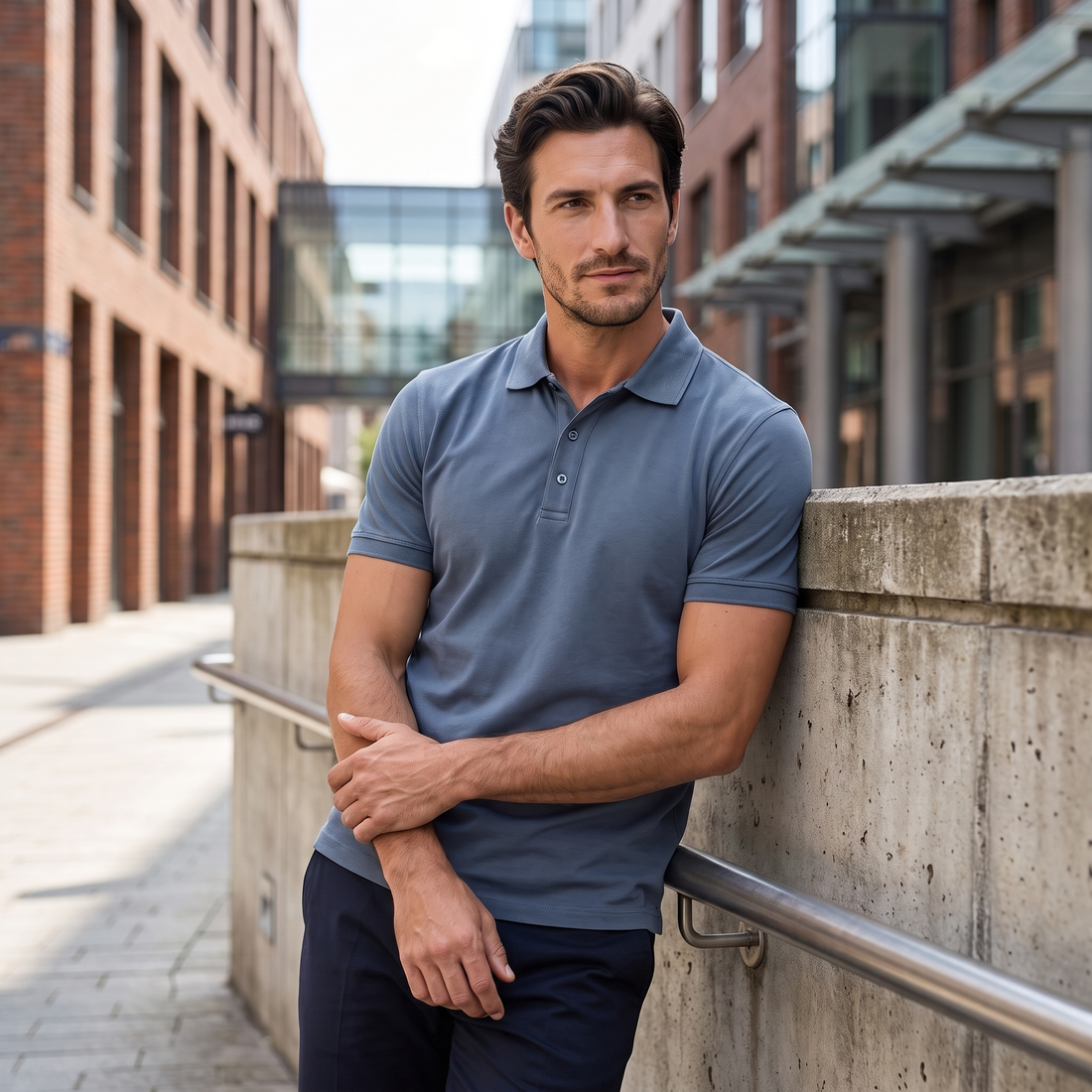 Men's Short Sleeve Polo Shirt with Structured Collar