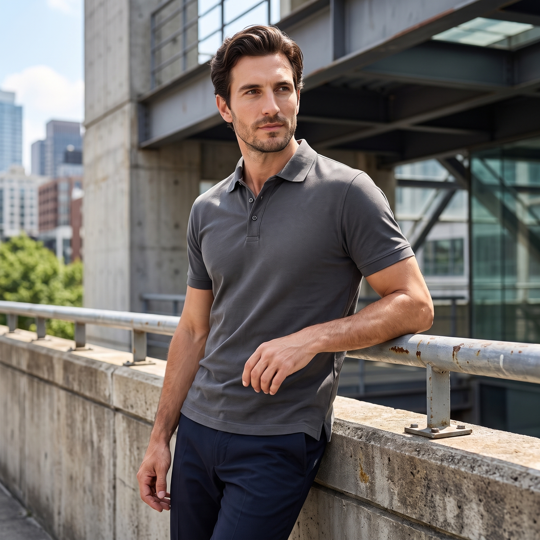 Men's Short Sleeve Polo Shirt with Structured Collar