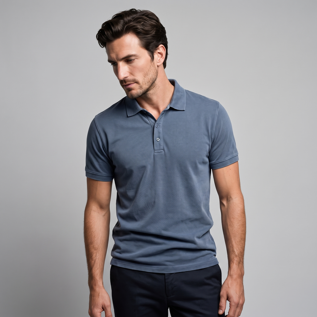 Men's Short Sleeve Polo Shirt with Structured Collar
