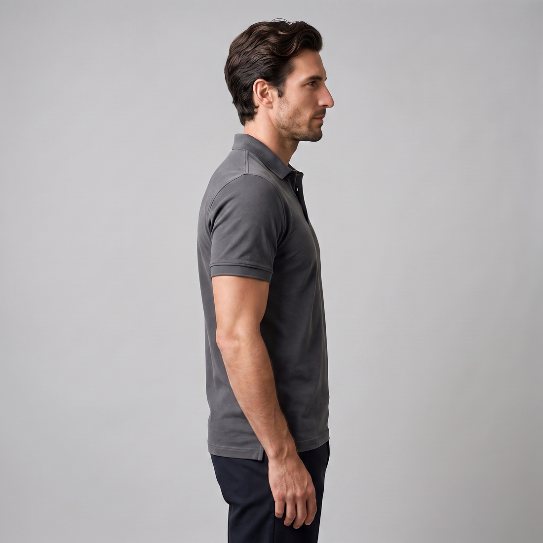 Men's Short Sleeve Polo Shirt with Structured Collar