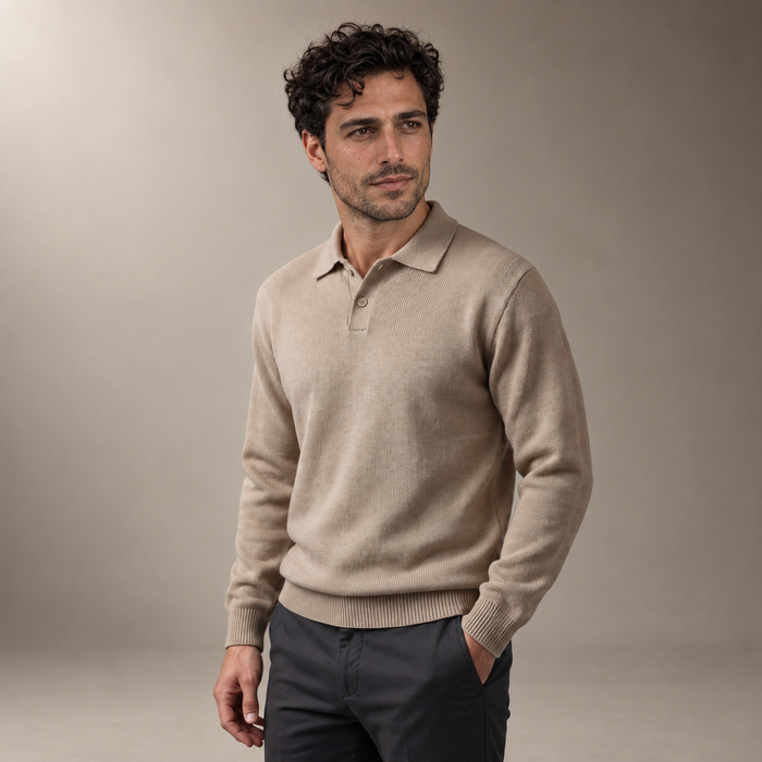 Men's Autumn Long Sleeved Polo Sweater