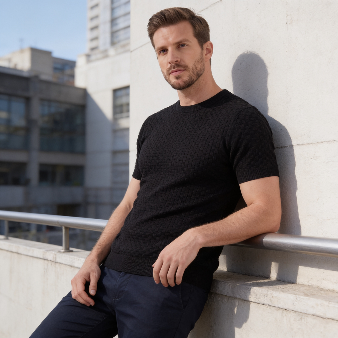 Men's Basket Weave Knit T-Shirt
