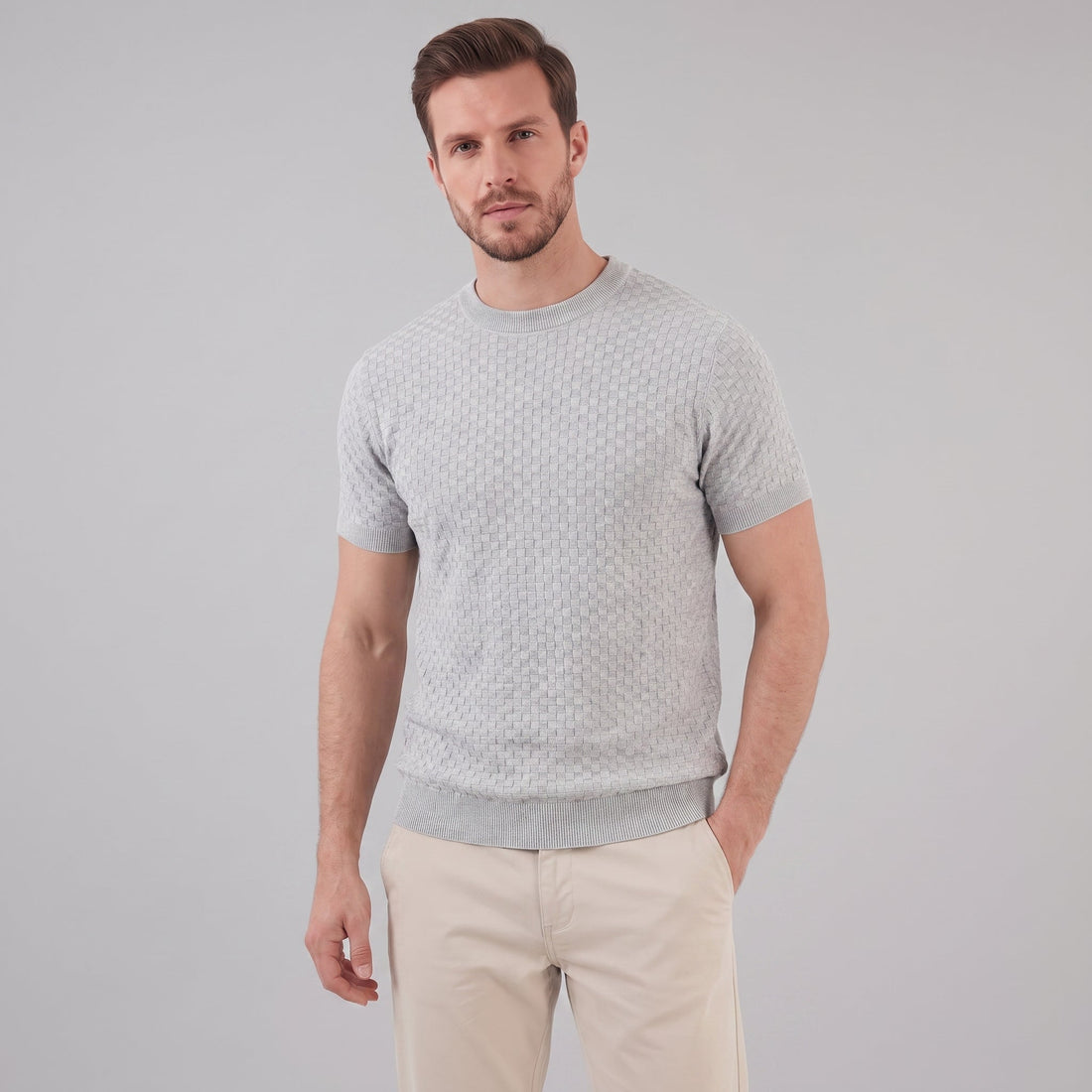 Men's Basket Weave Knit T-Shirt