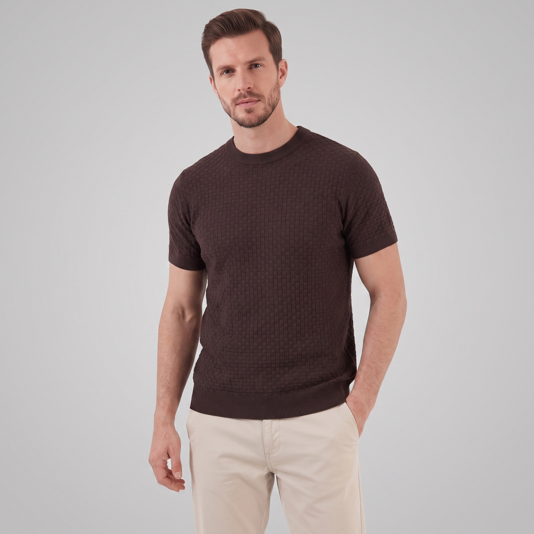 Men's Basket Weave Knit T-Shirt