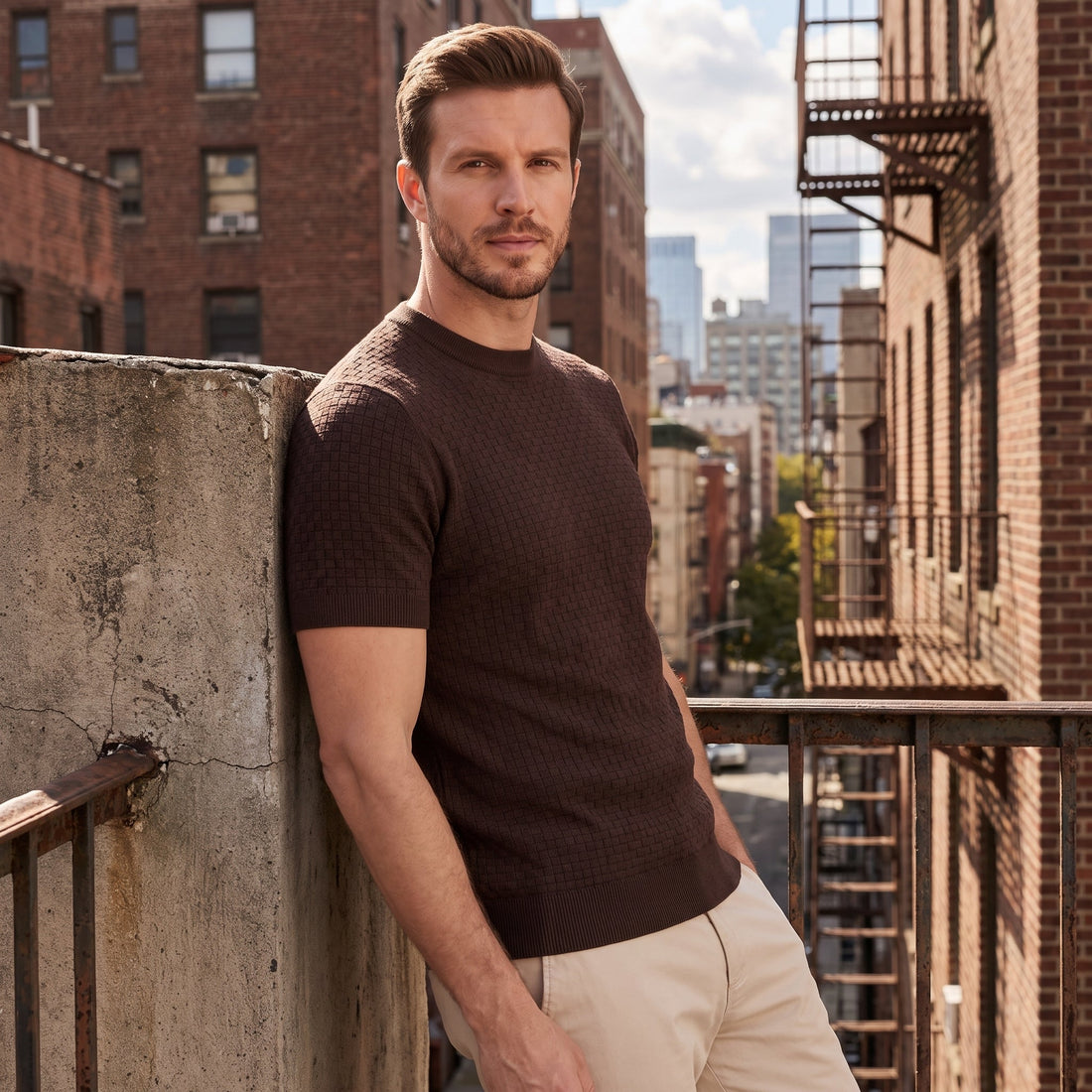Men's Basket Weave Knit T-Shirt