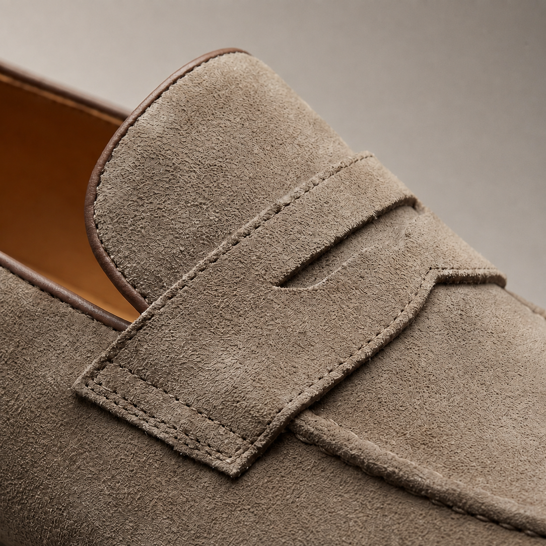 Men's Beige Suede Penny Loafers