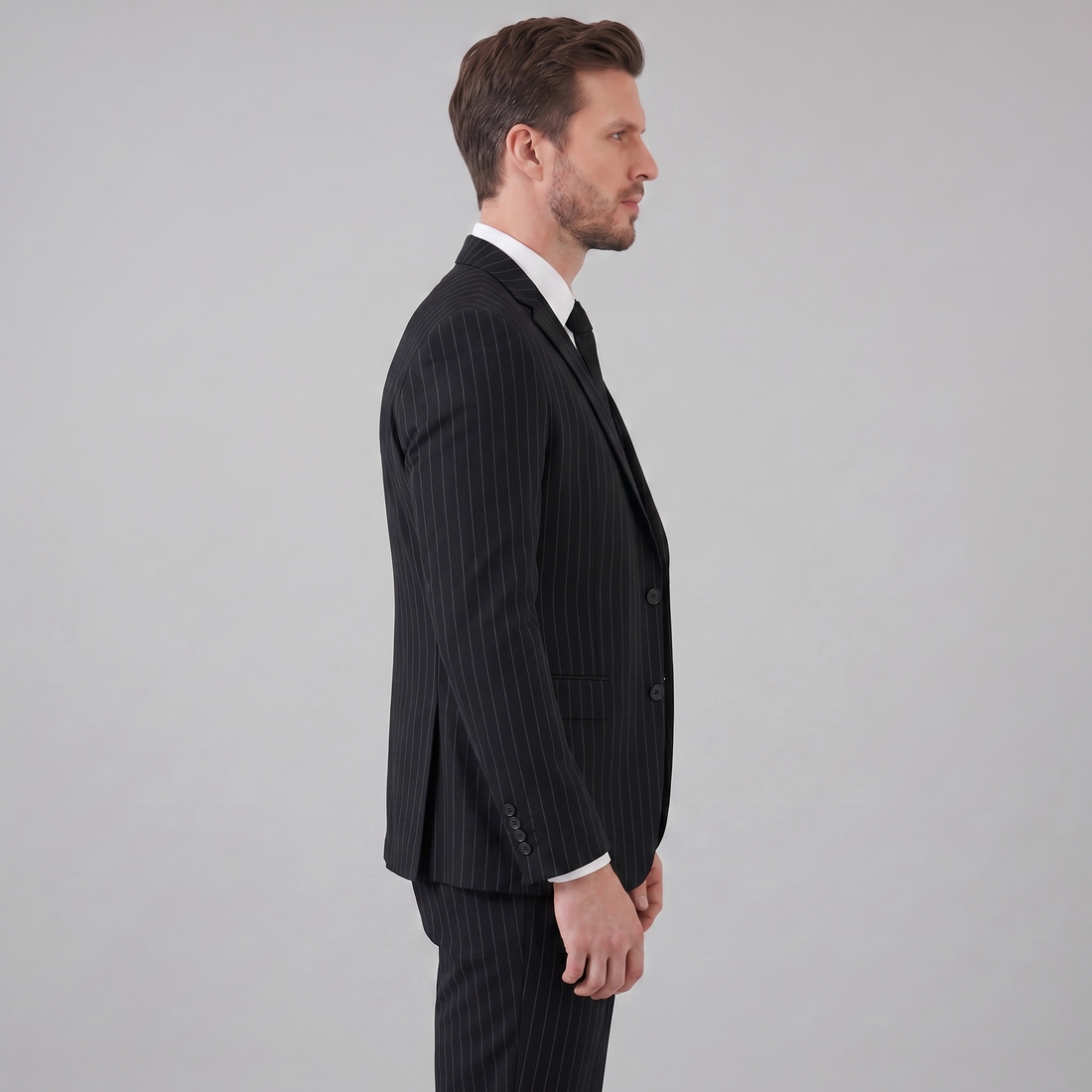 Men's Business Striped Blazer Suit Set