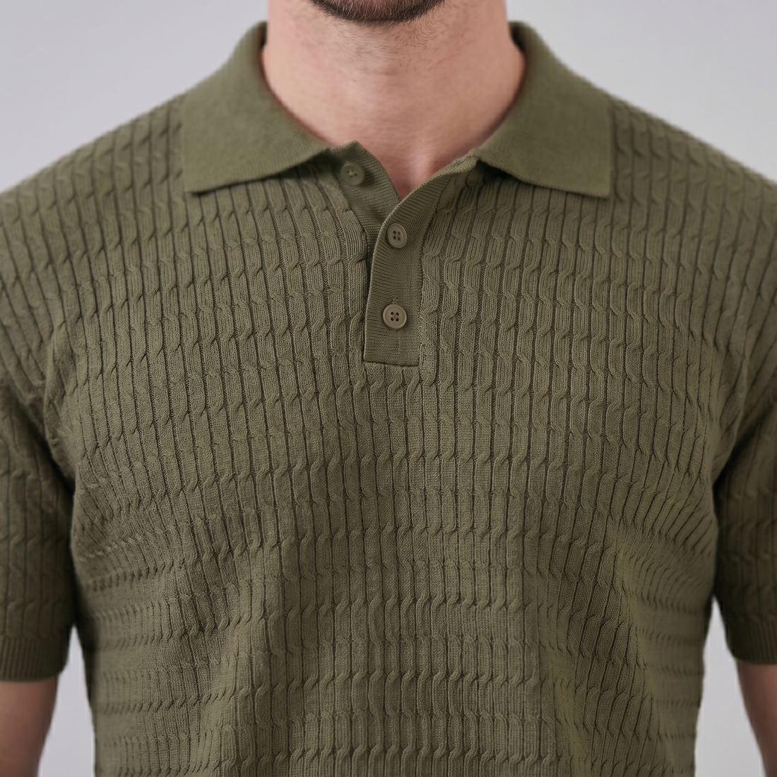 Men's Cable Texture Knit Polo