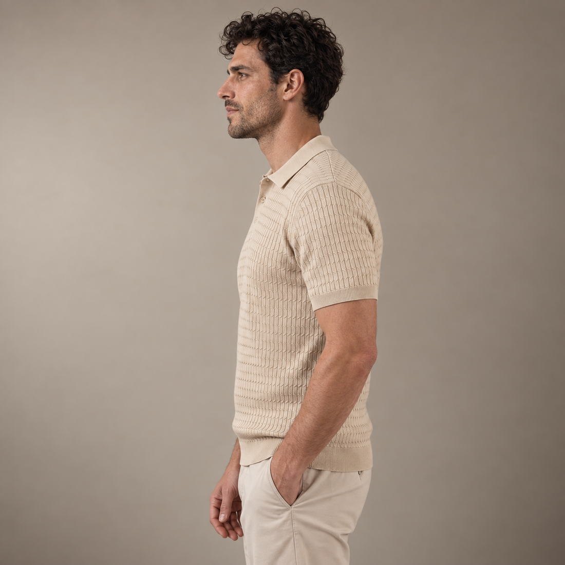Men's Cable Texture Knit Polo