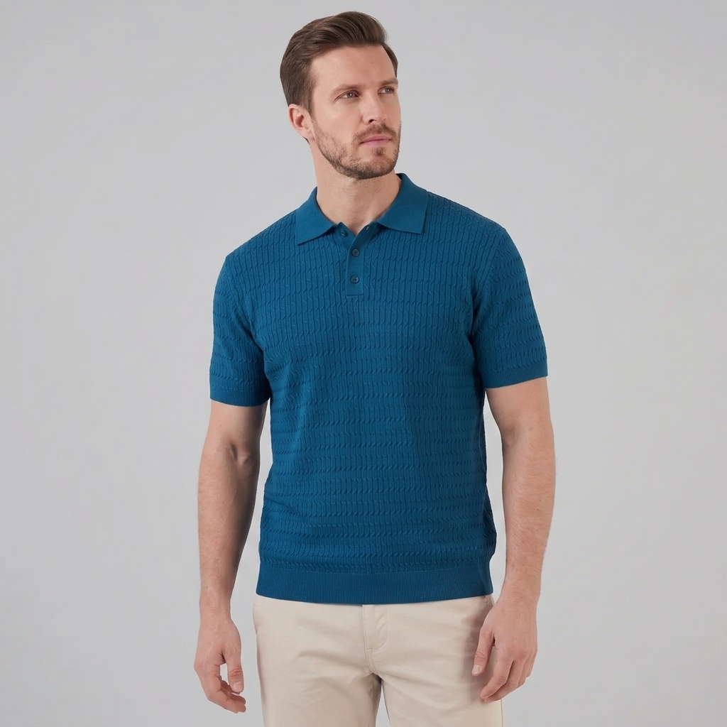 Men's Cable Texture Knit Polo