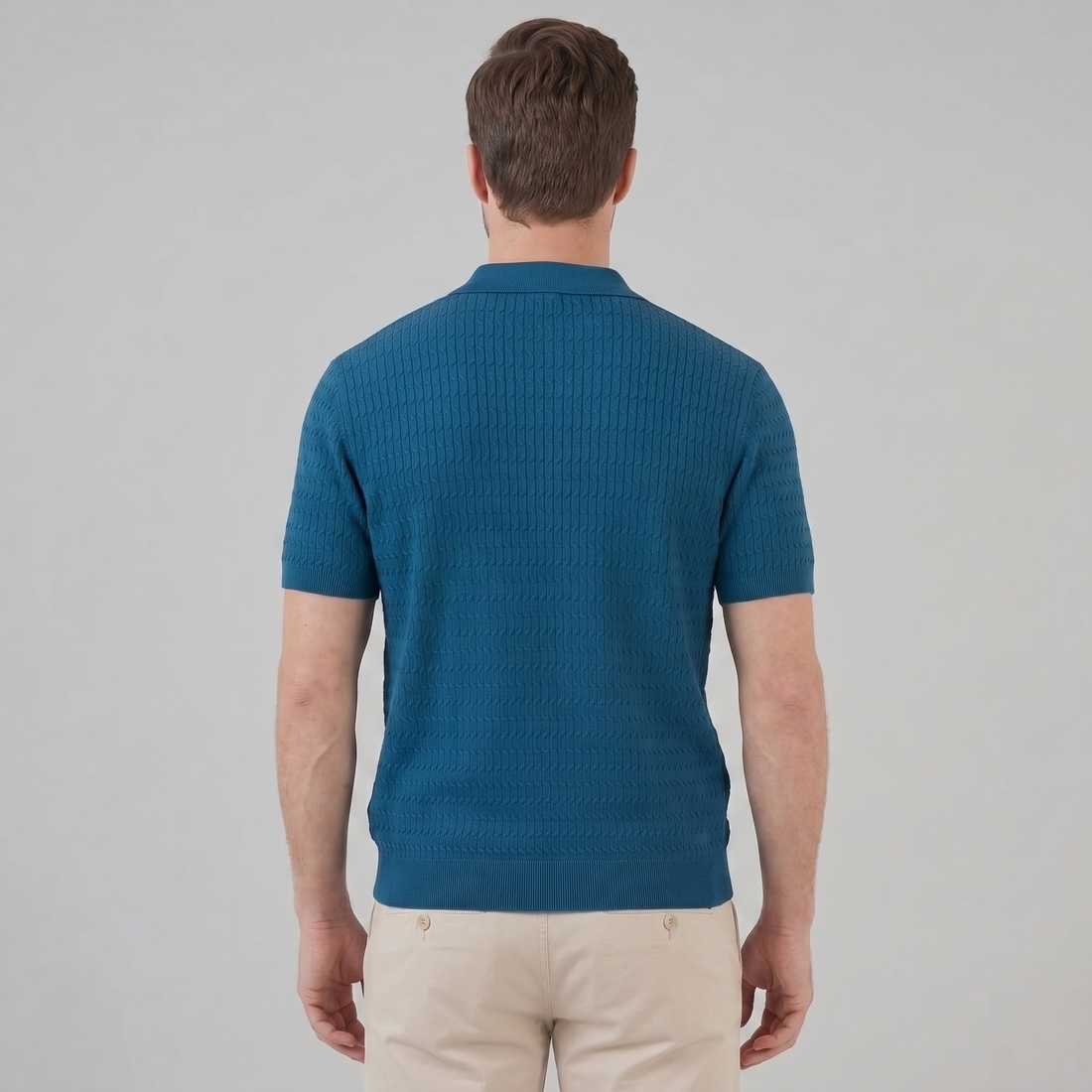 Men's Cable Texture Knit Polo