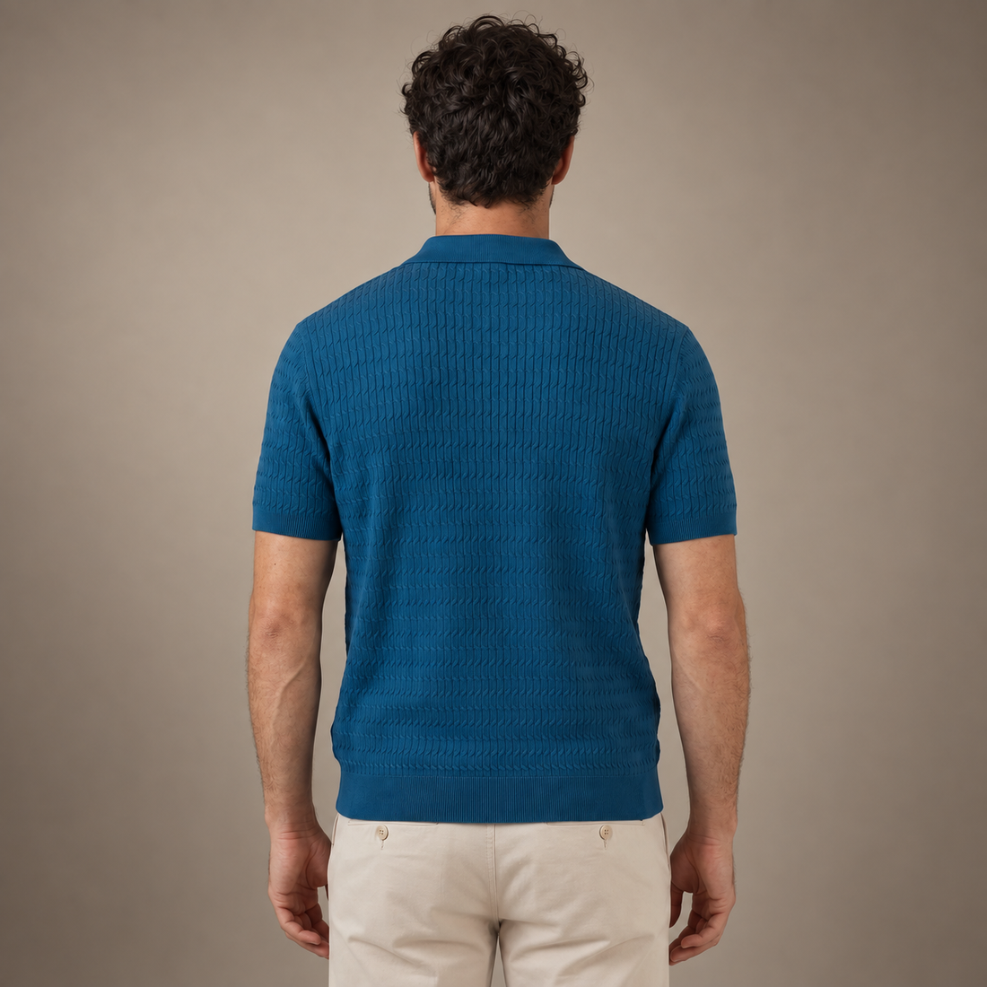 Men's Cable Texture Knit Polo