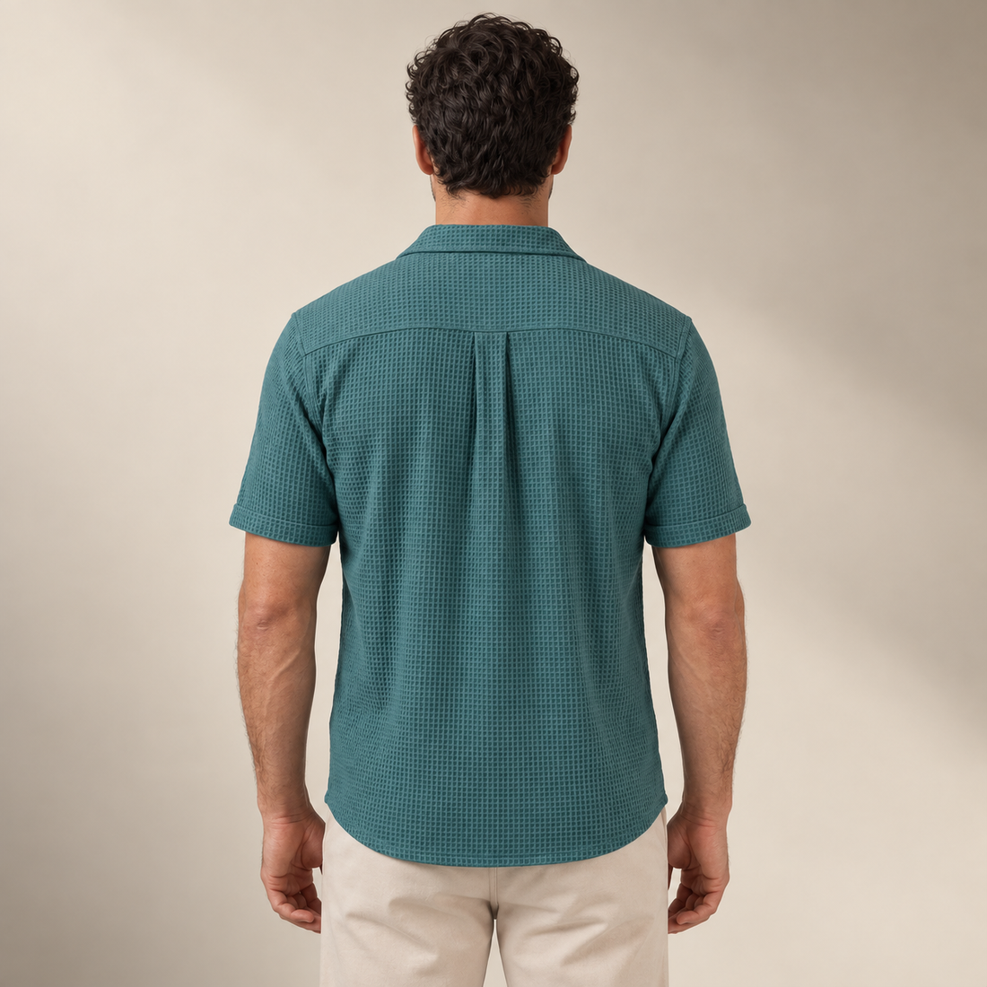 Men's Casual Waffle Textured Button-Up Shirt