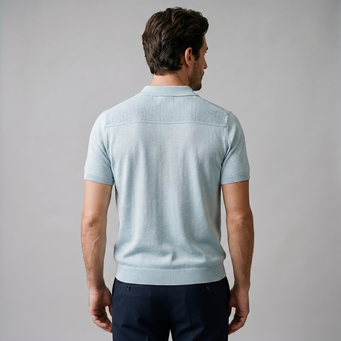 Men's Chevron Open-Knit Polo