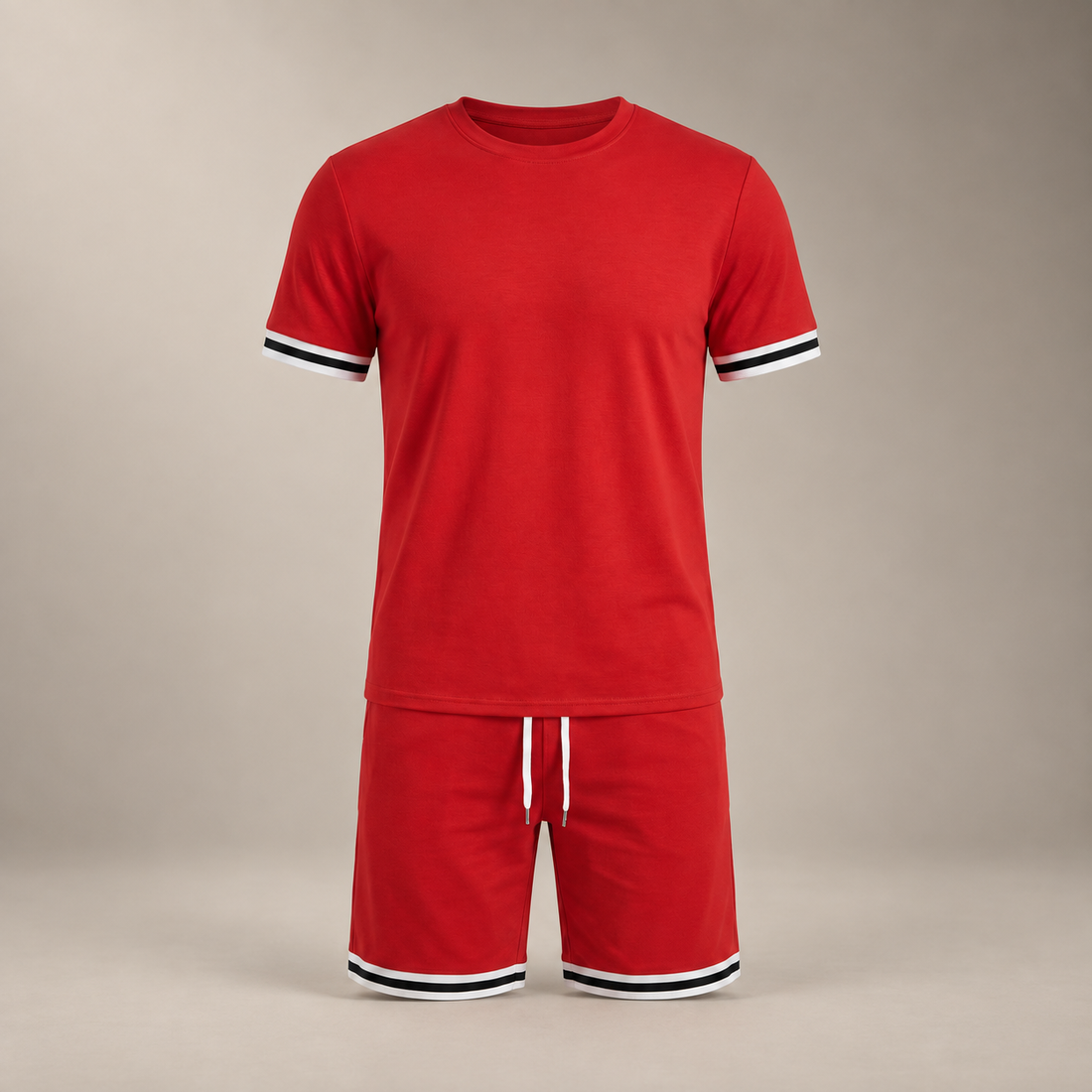 Men's Contrast Stripe T-Shirt and Shorts Set