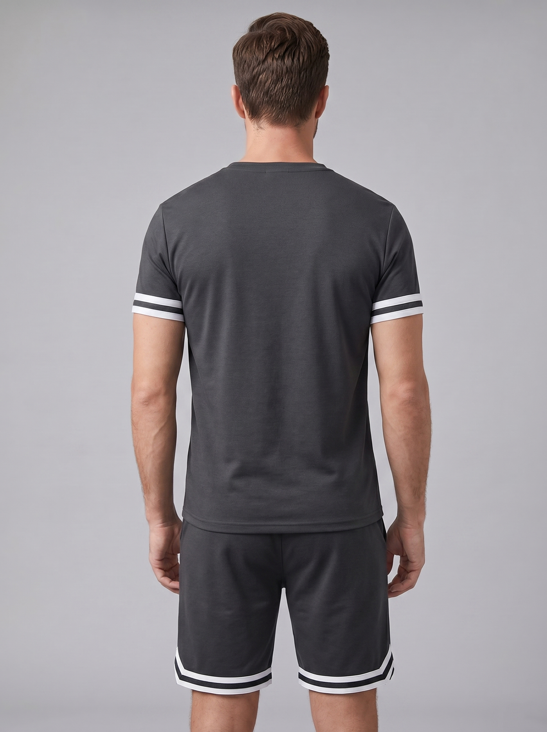 Men's Contrast Stripe T-Shirt and Shorts Set