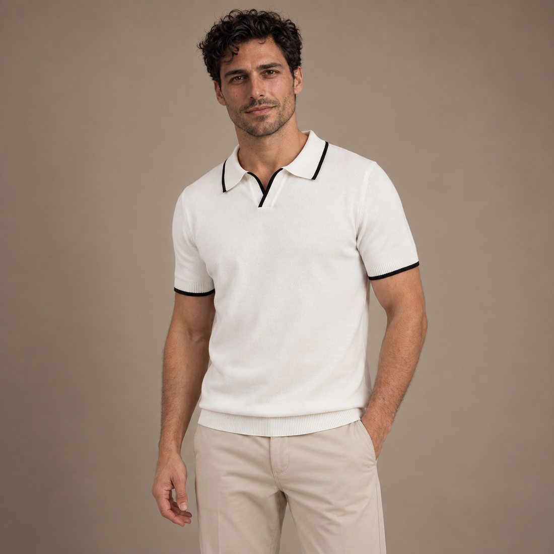 Men's Contrast Trim Knit Polo