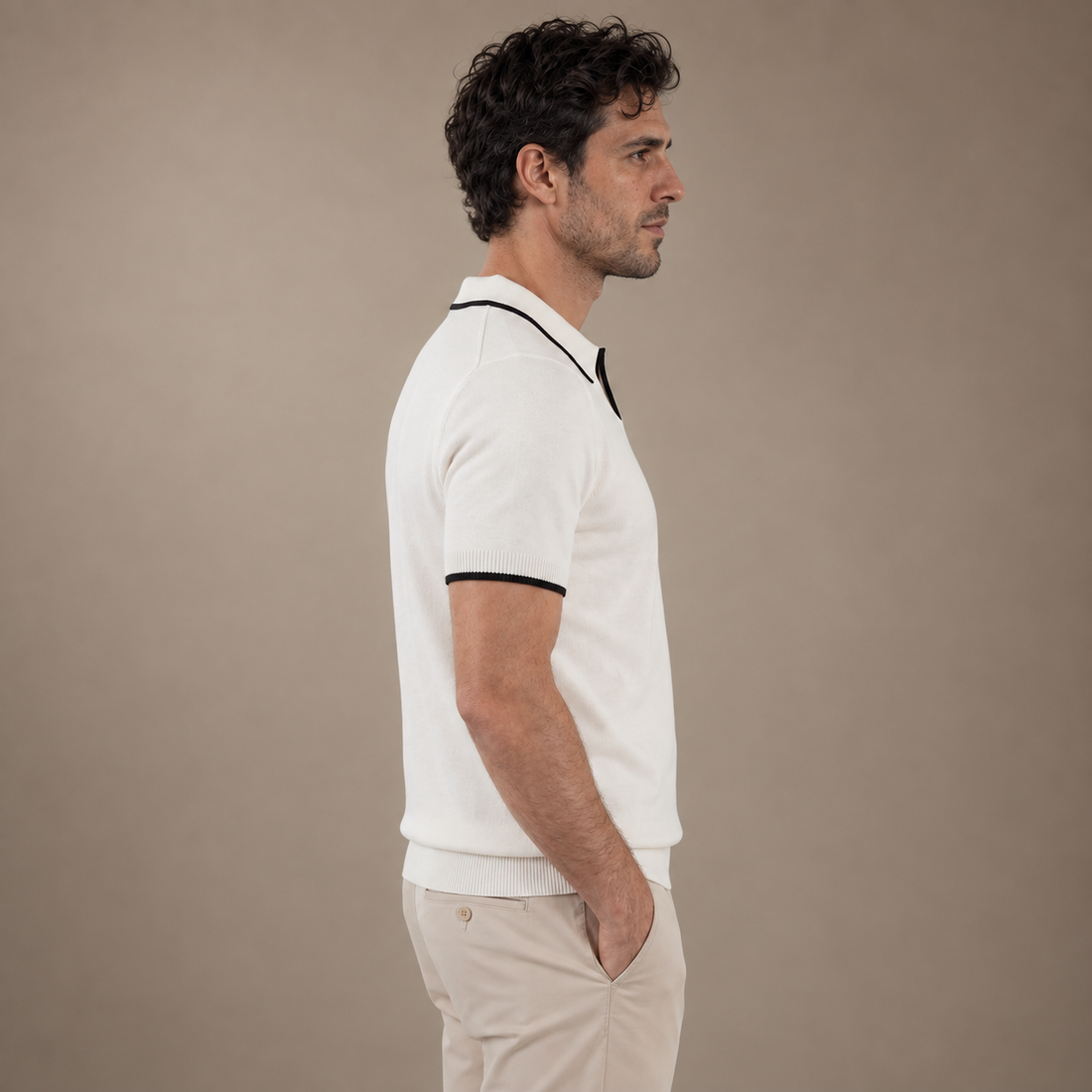 Men's Contrast Trim Knit Polo