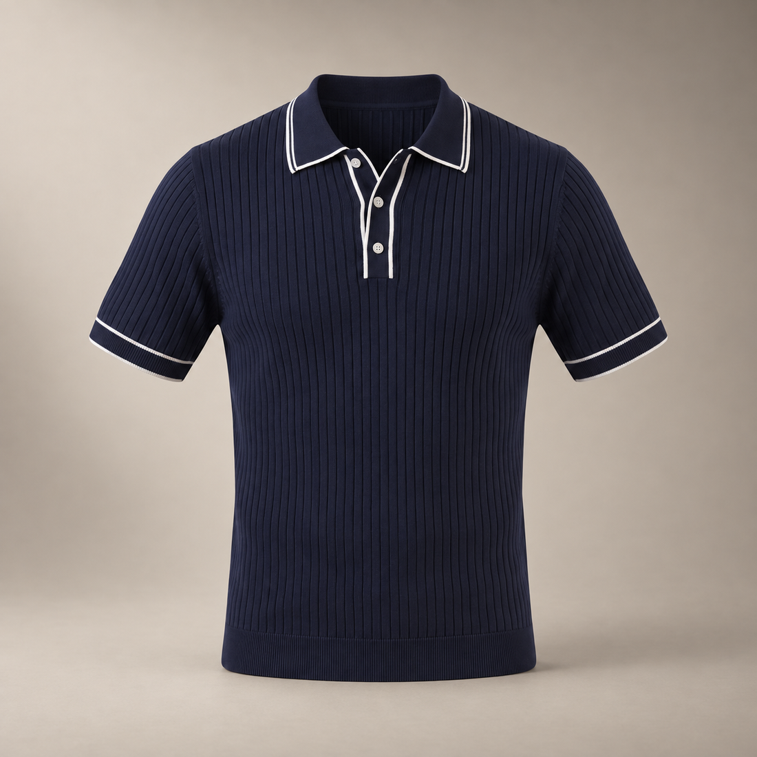 Men's Contrast Trim Ribbed Knit Polo