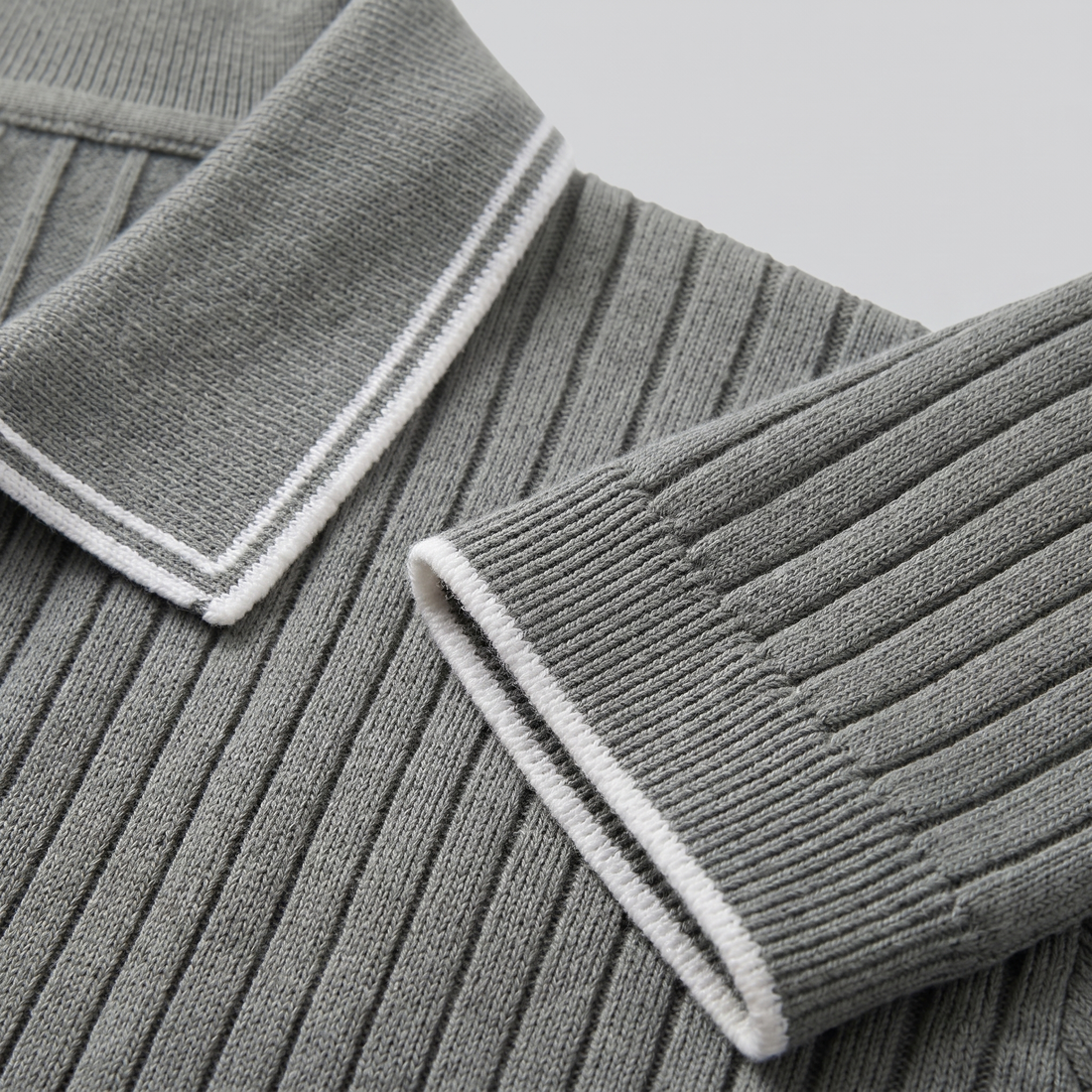 Men's Contrast Trim Ribbed Knit Polo