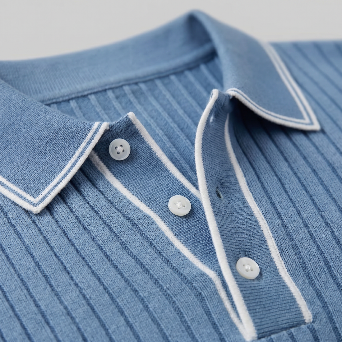 Men's Contrast Trim Ribbed Knit Polo