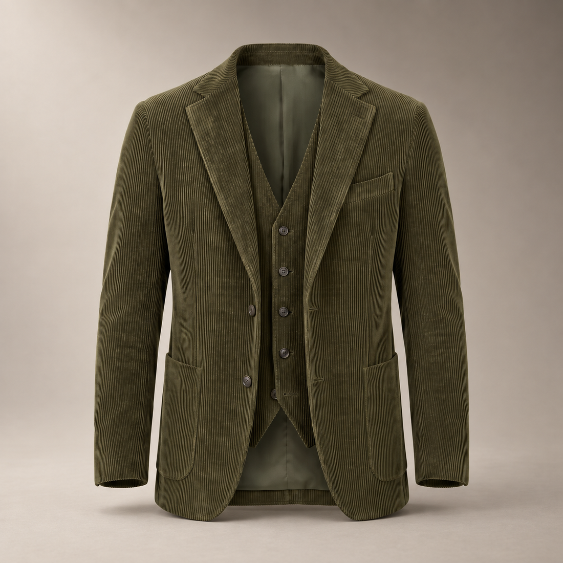 Men's Corduroy Blazer Jacket with Matching Vest
