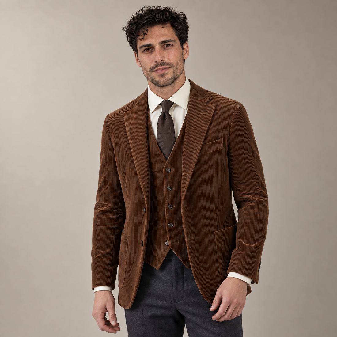 Men's Corduroy Blazer Jacket with Matching Vest
