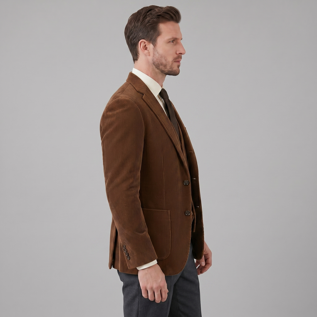 Men's Corduroy Blazer Jacket with Matching Vest
