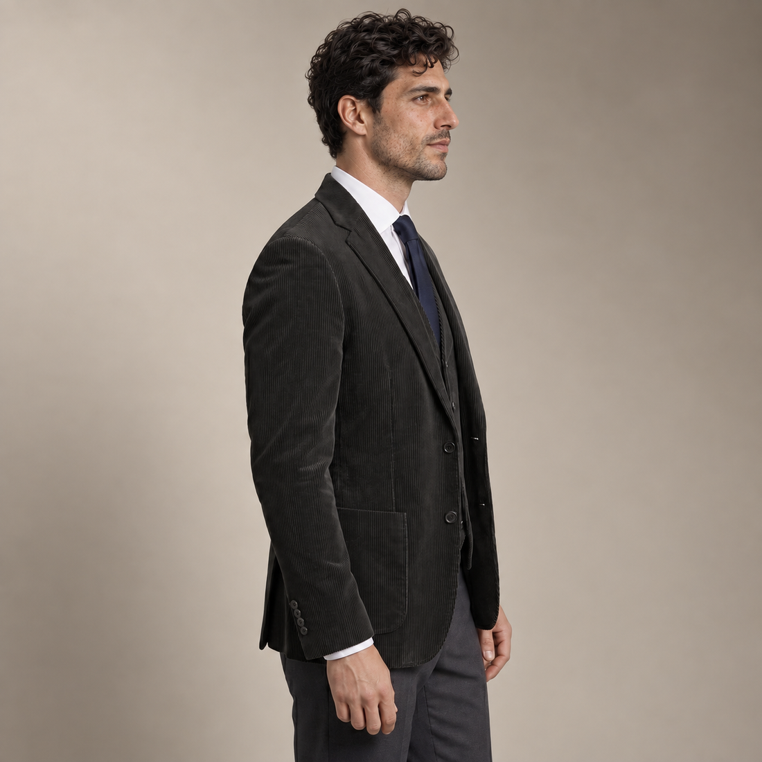 Men's Corduroy Blazer Jacket with Matching Vest