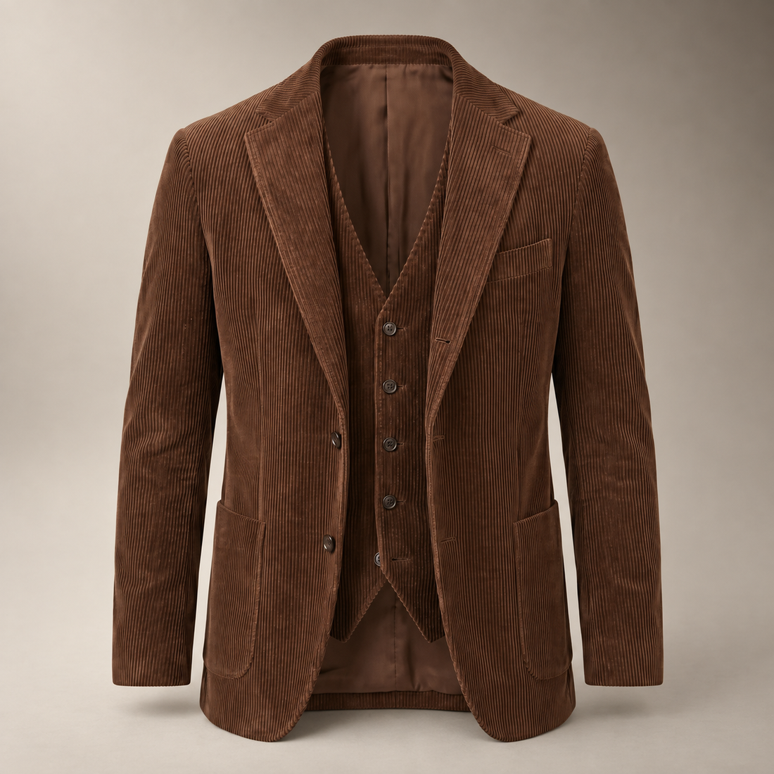 Men's Corduroy Blazer Jacket with Matching Vest