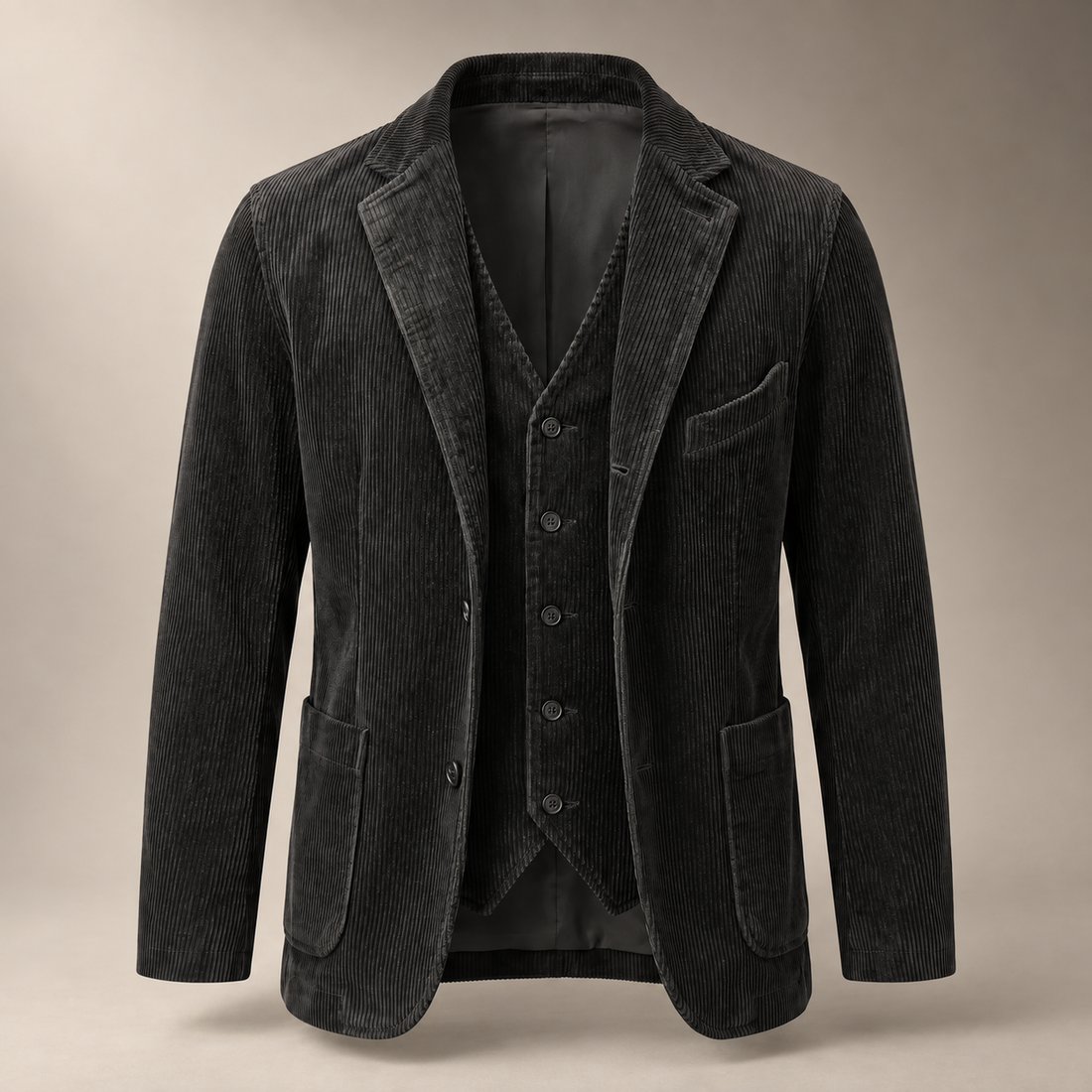 Men's Corduroy Blazer Jacket with Matching Vest