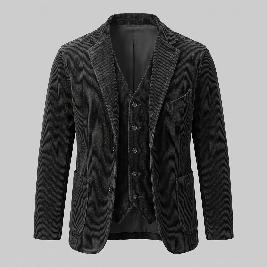 Men's Corduroy Blazer Jacket with Matching Vest