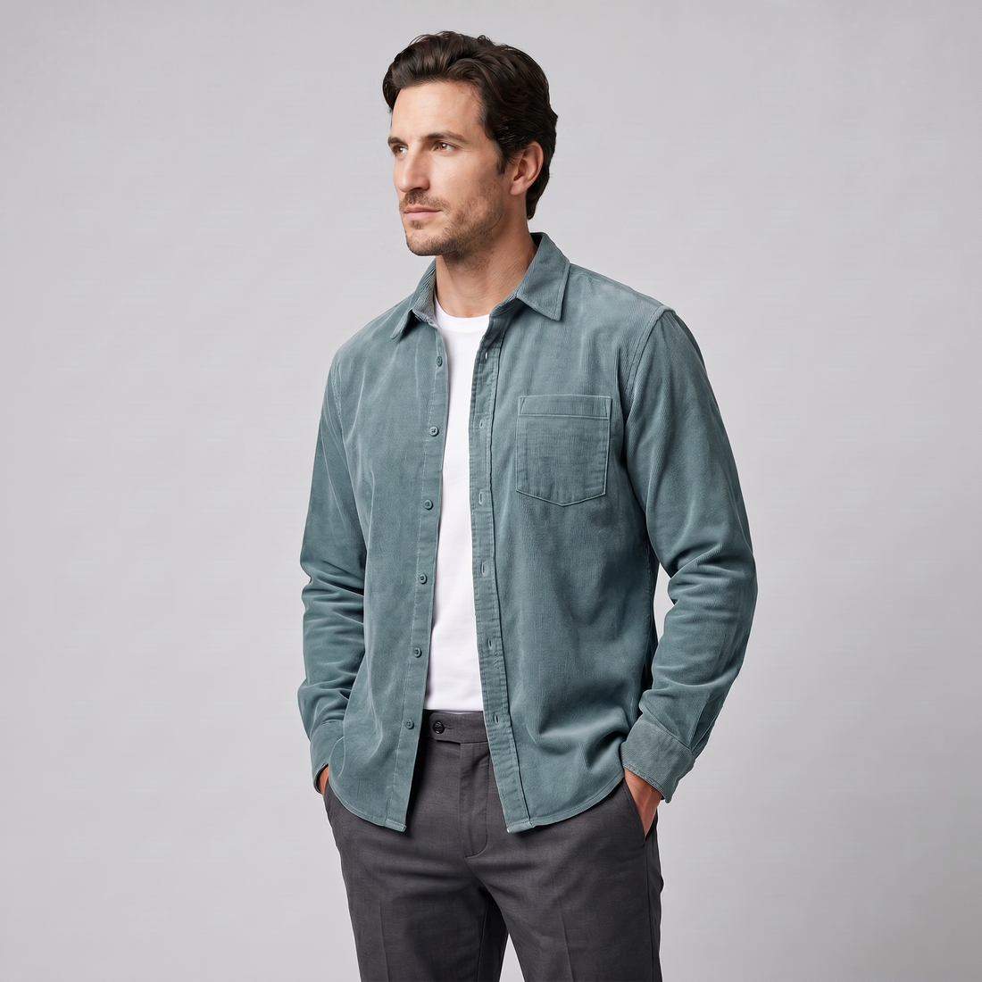Men's Corduroy Long Sleeve Casual Shirt