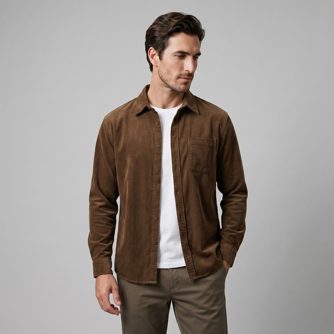 Men's Corduroy Long Sleeve Casual Shirt