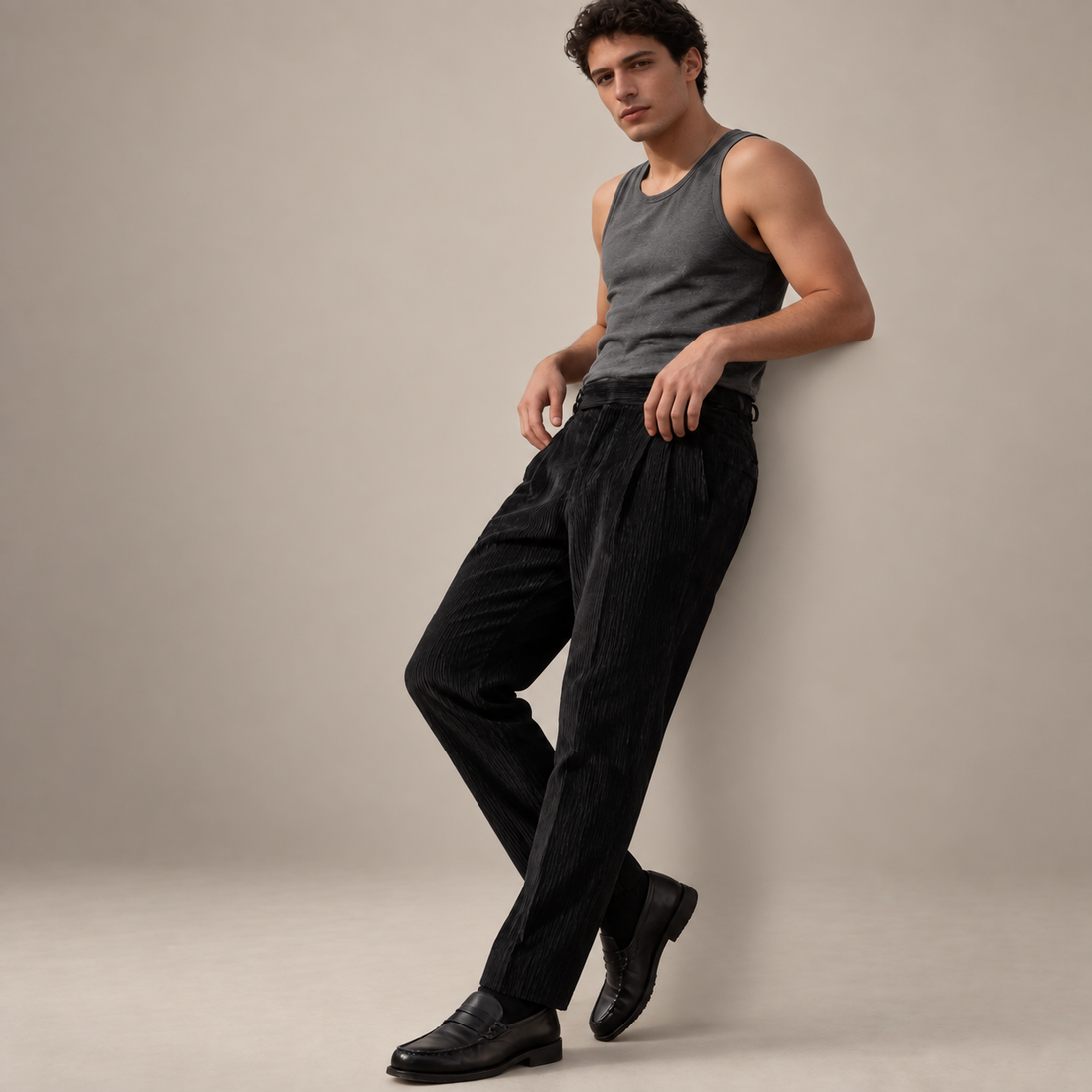 Men's Corduroy Pleated Trousers