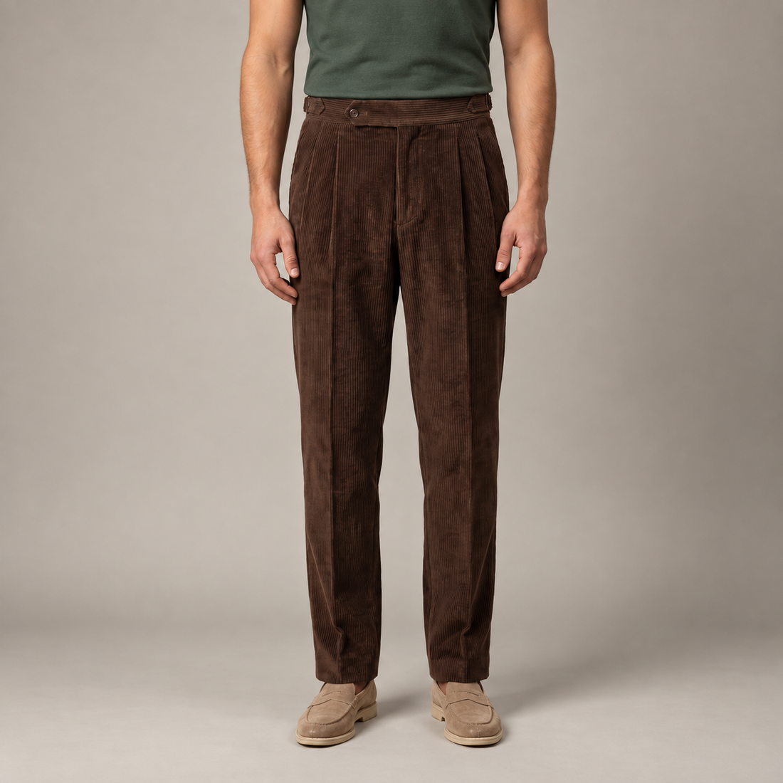 Men's Corduroy Pleated Trousers