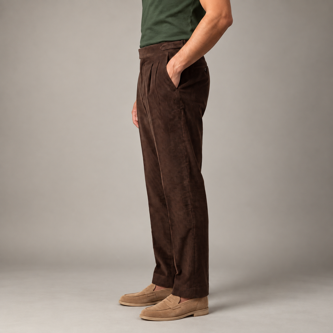 Men's Corduroy Pleated Trousers