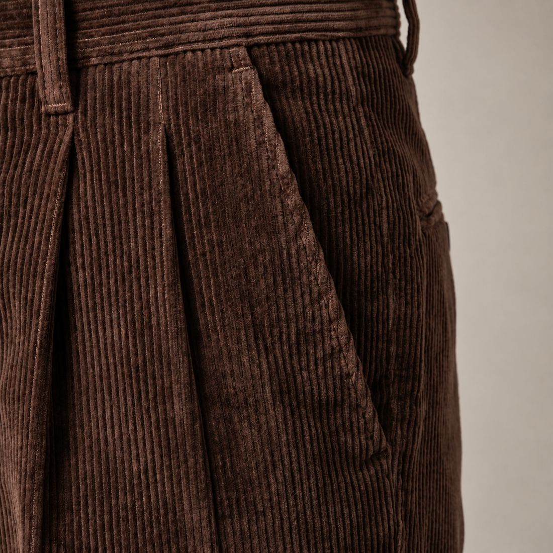 Men's Corduroy Pleated Trousers