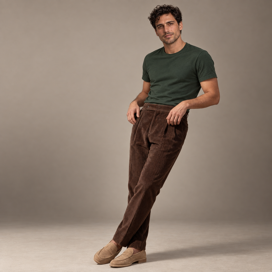 Men's Corduroy Pleated Trousers