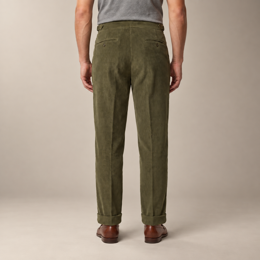 Men's Corduroy Pleated Trousers