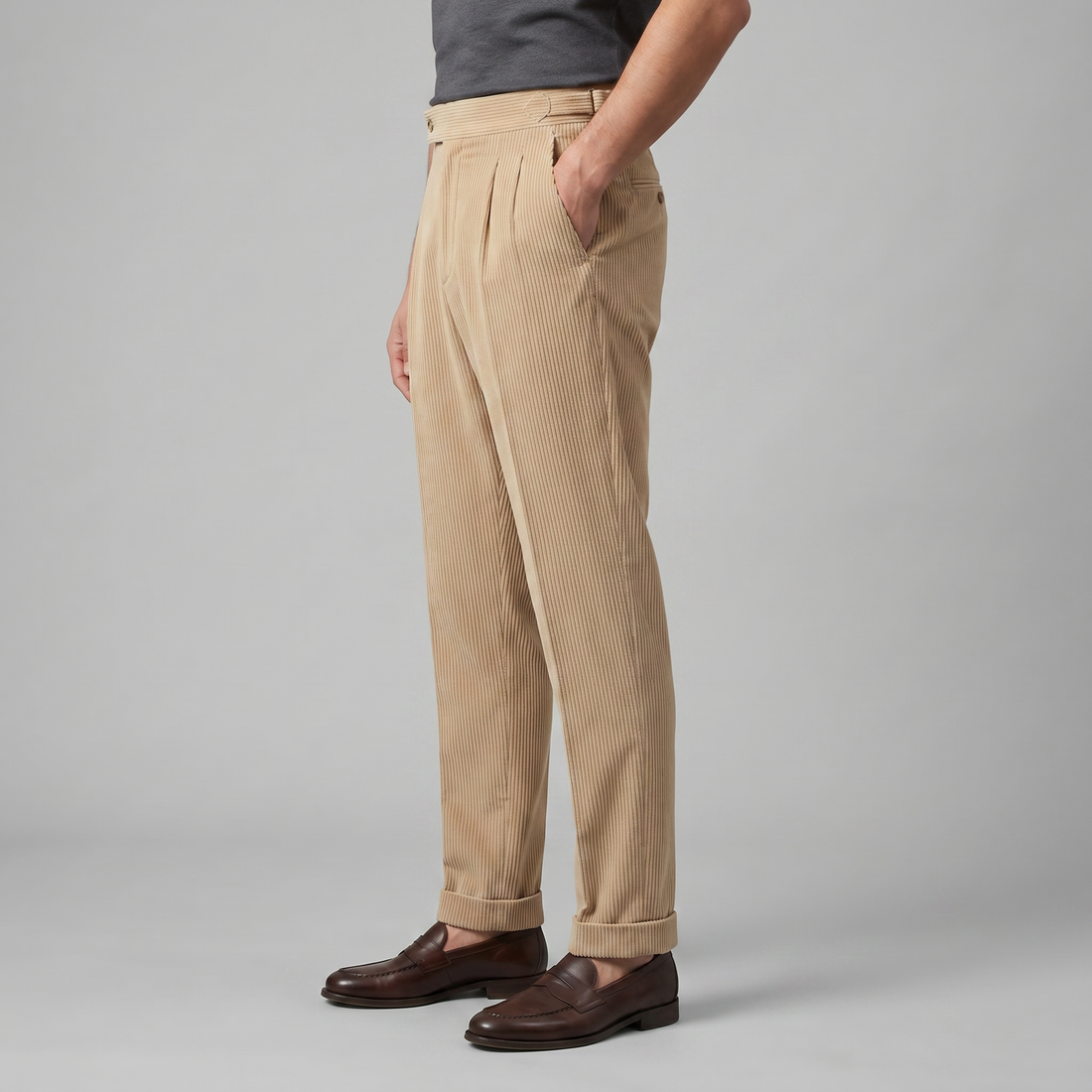 Men's Corduroy Pleated Trousers