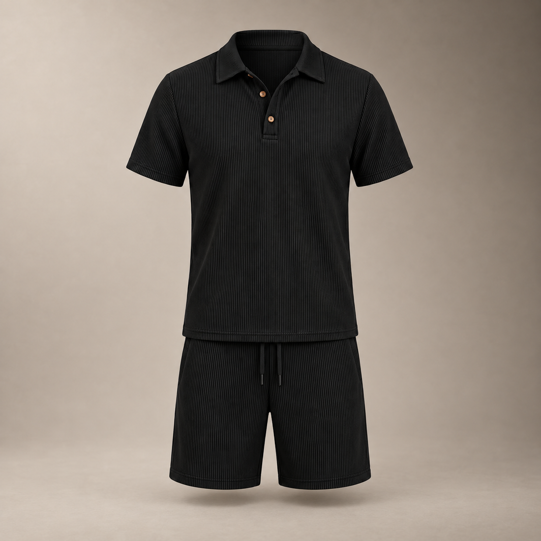 Men's Corduroy Polo and Shorts Outfit Set