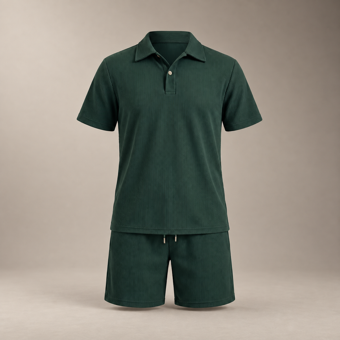Men's Corduroy Polo and Shorts Outfit Set