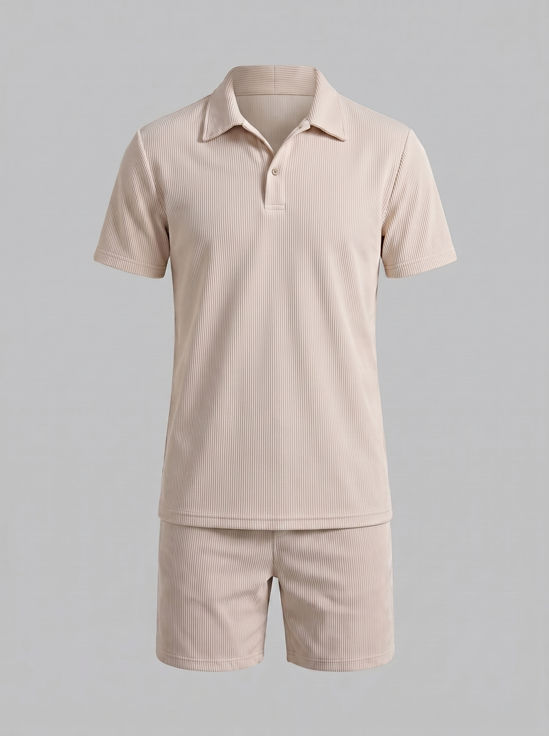 Men's Corduroy Polo and Shorts Outfit Set