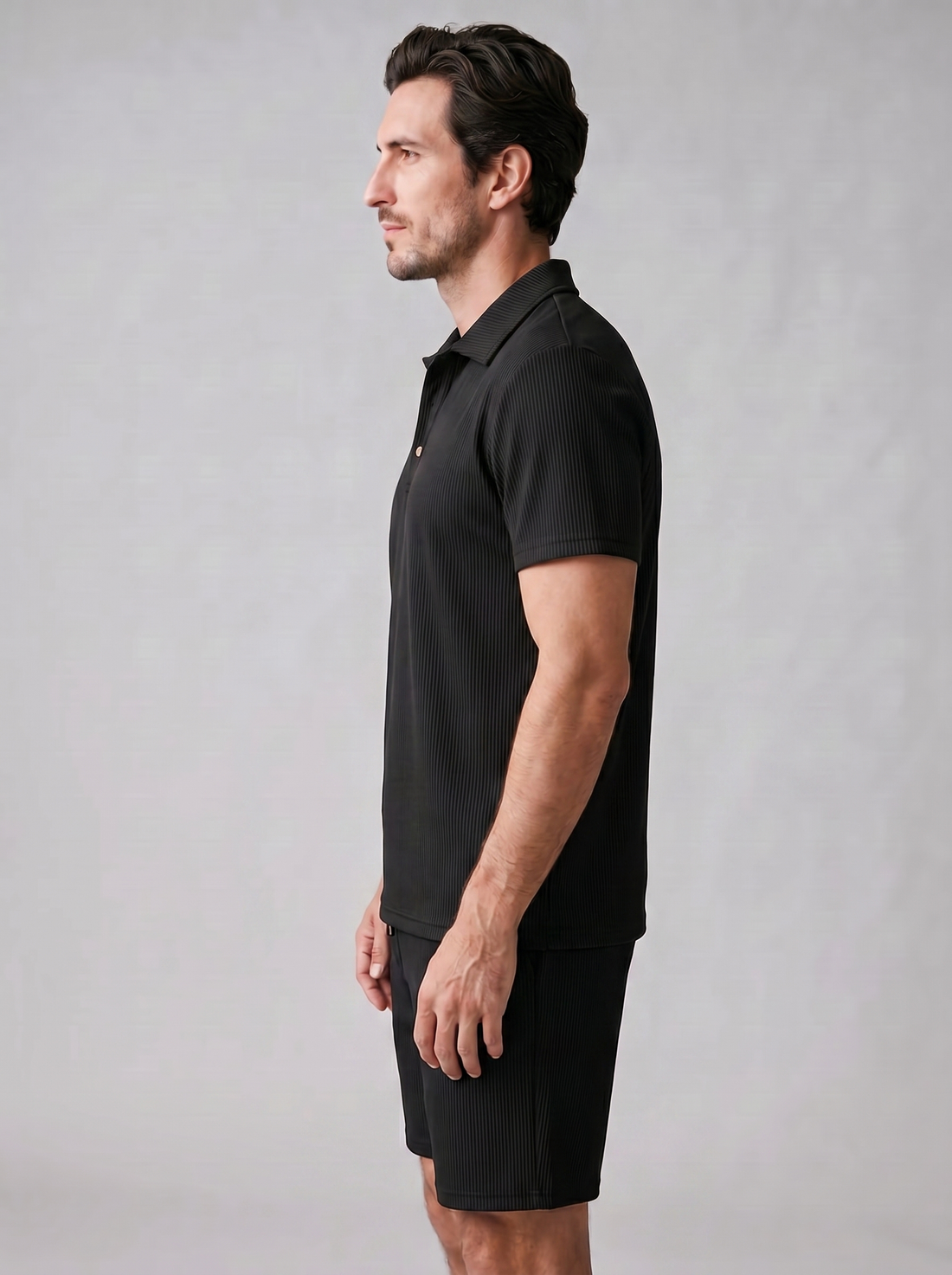 Men's Corduroy Polo and Shorts Outfit Set