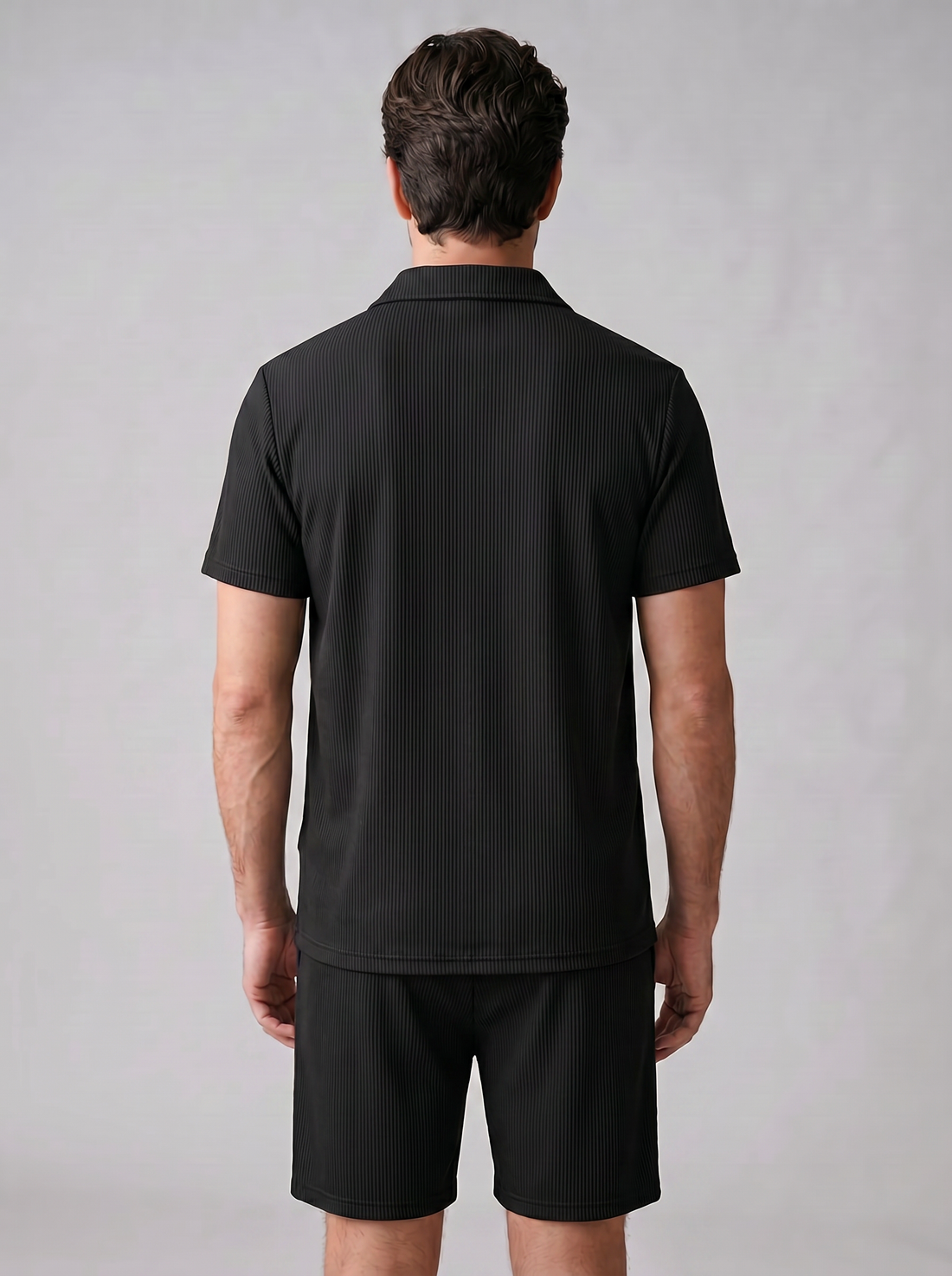 Men's Corduroy Polo and Shorts Outfit Set