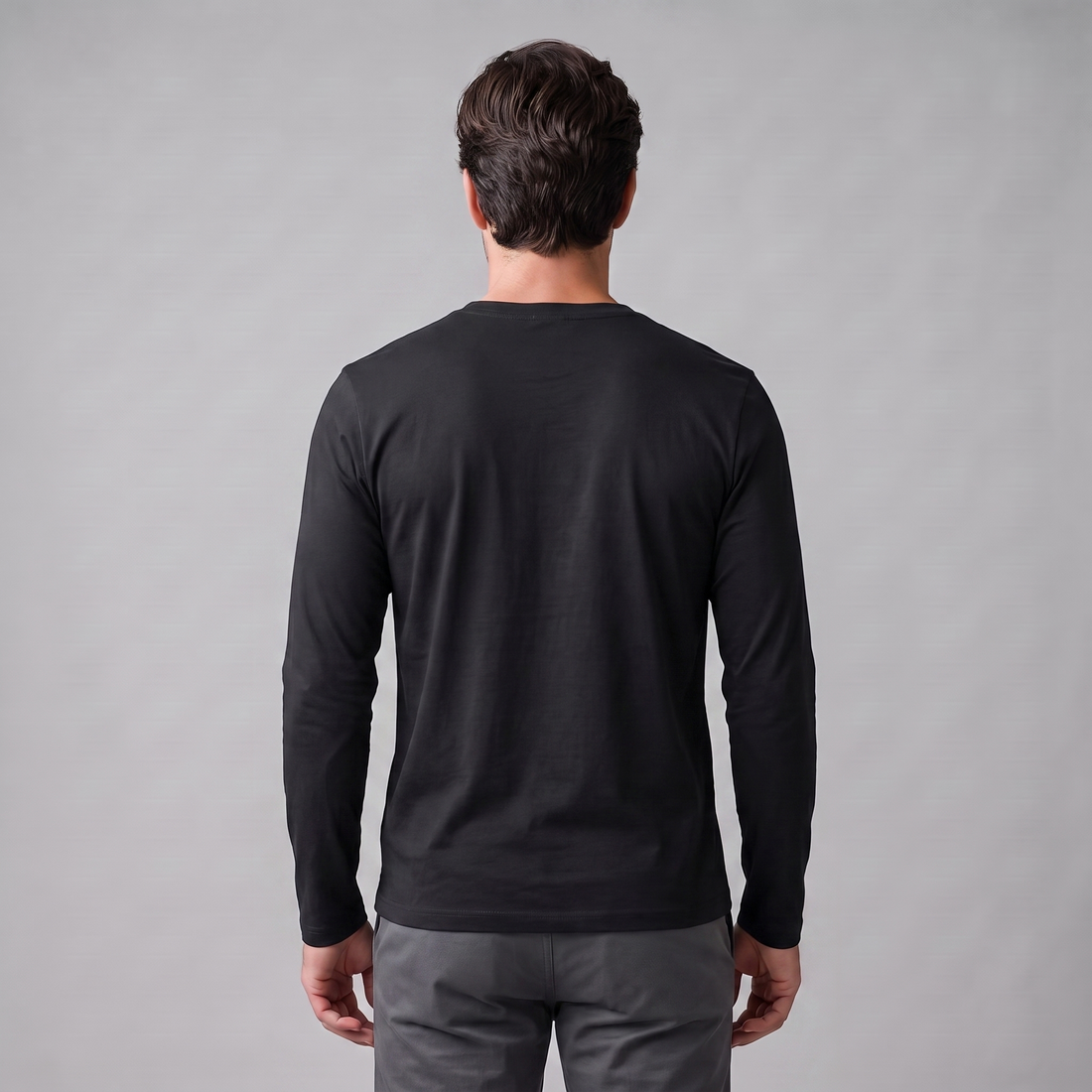 Men's Cotton Blend Long Sleeve Crew Neck Shirt