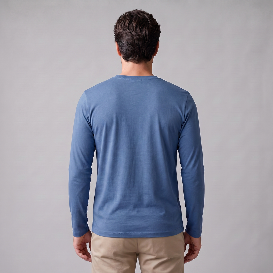 Men's Cotton Blend Long Sleeve Crew Neck Shirt