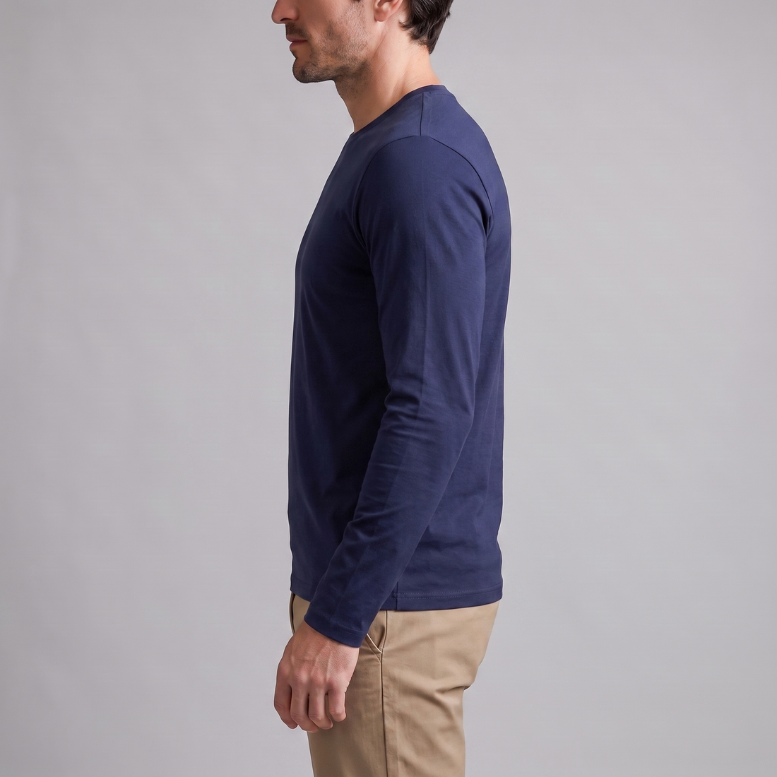 Men's Cotton Blend Long Sleeve Crew Neck Shirt